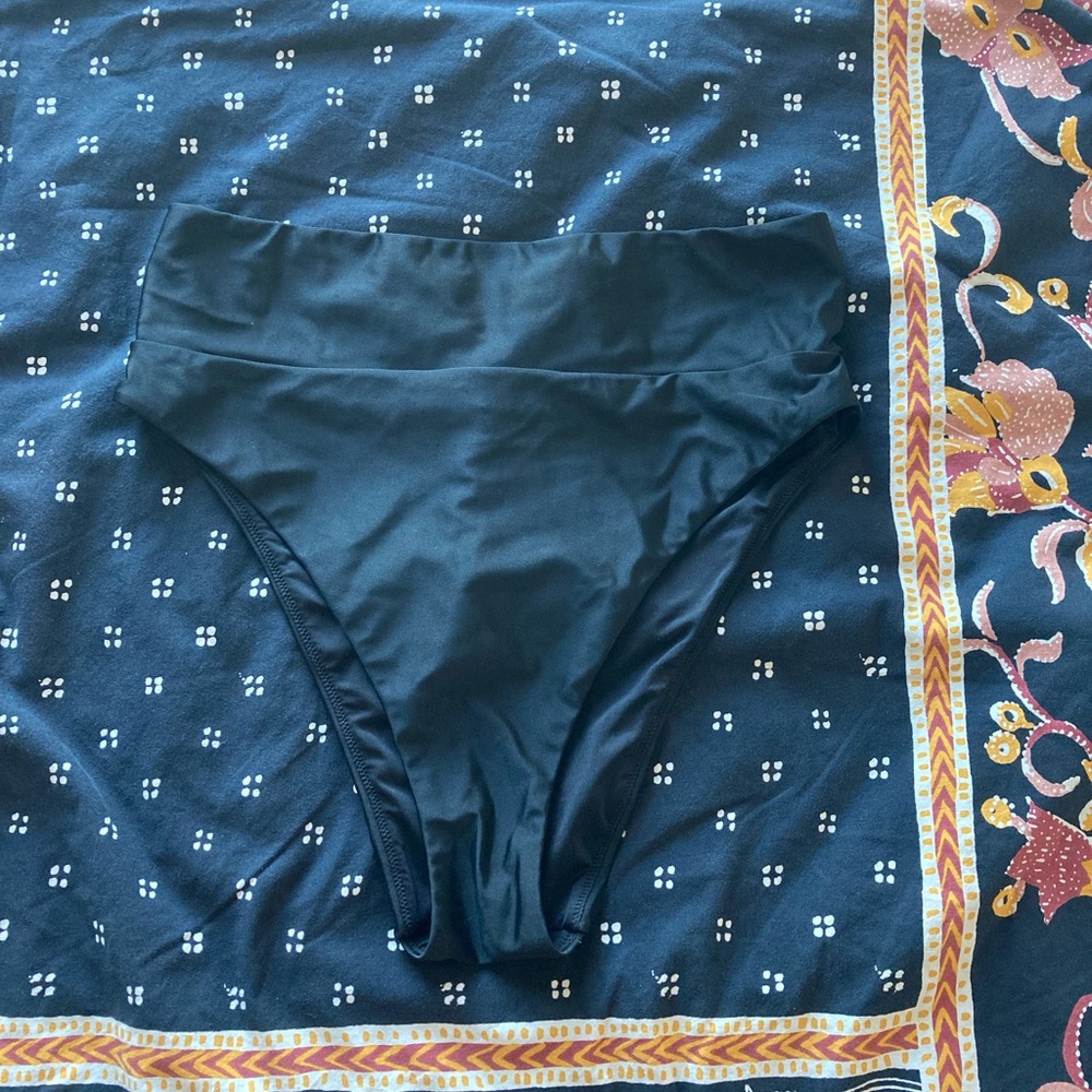 Aerie High-cut High-waisted Cheeky Bikini Bottoms — Black Size Medium